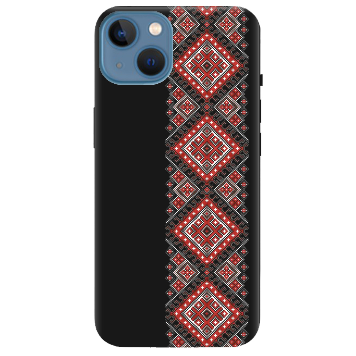 Чохол для Apple iPhone 13 чорний матовий soft touch Вишиванка - фото 1 - Чохли для телефонів