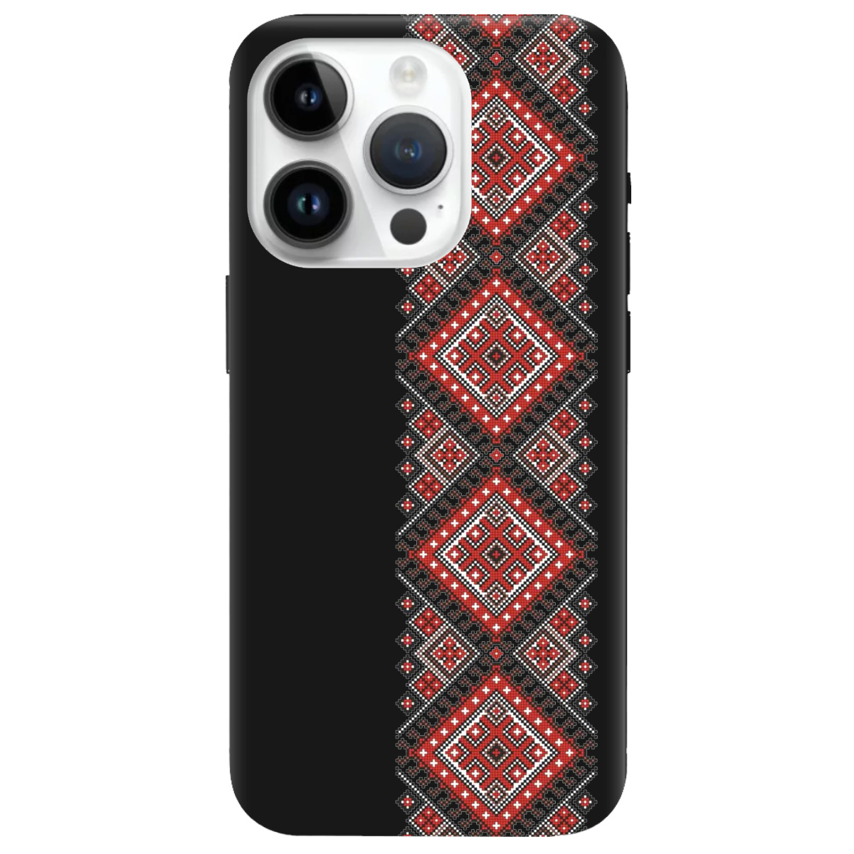 Чехол для Apple iPhone 14 Pro Max черный матовый soft touch Вишиванка - фото 1 - Чехлы для телефонов