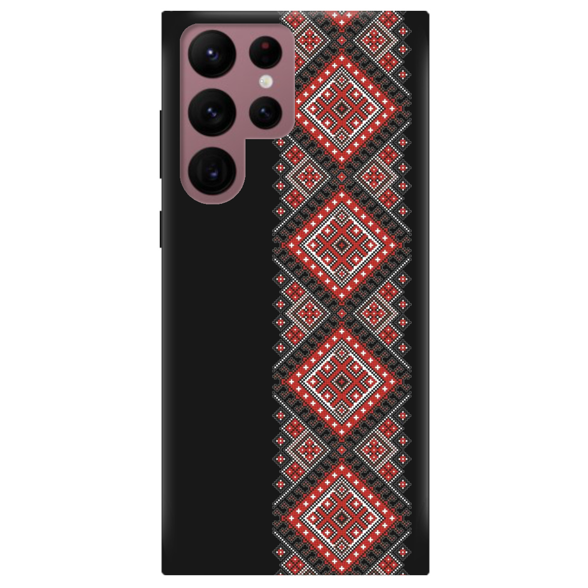 Чохол для Samsung Galaxy S22 Ultra чорний матовий soft touch Вишиванка - фото 1 - Чохли для телефонів