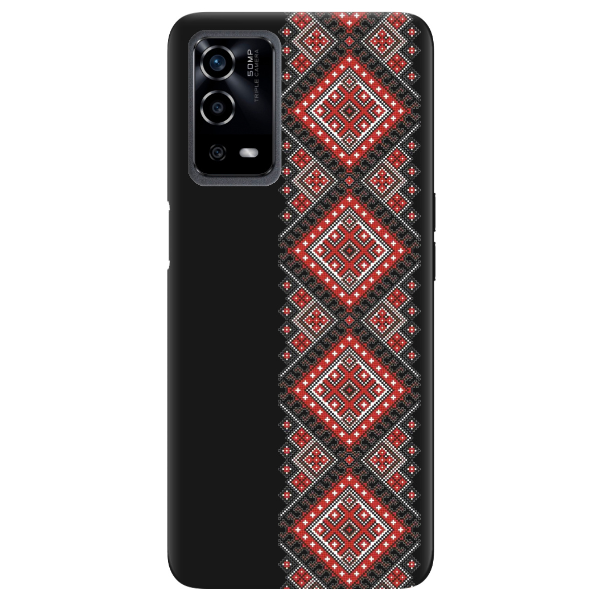 Чохол для Oppo A55 чорний матовий soft touch Вишиванка - фото 1 - Чохли для телефонів
