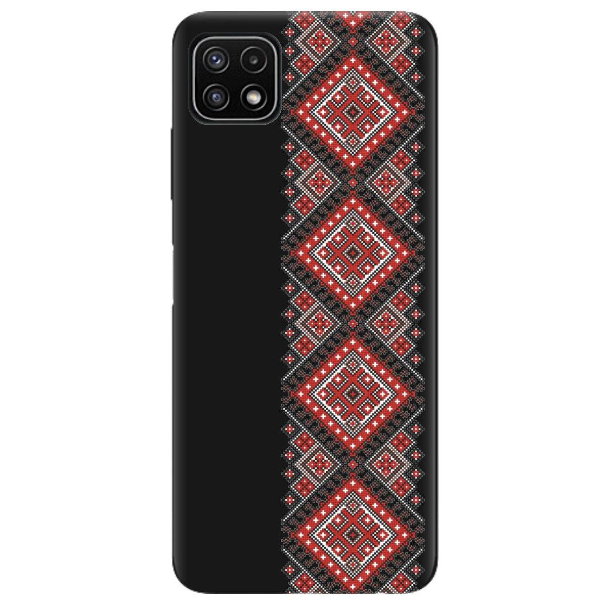 Чехол для Samsung Galaxy A22 5G черный матовый soft touch Вишиванка - фото 1 - Чехлы для телефонов