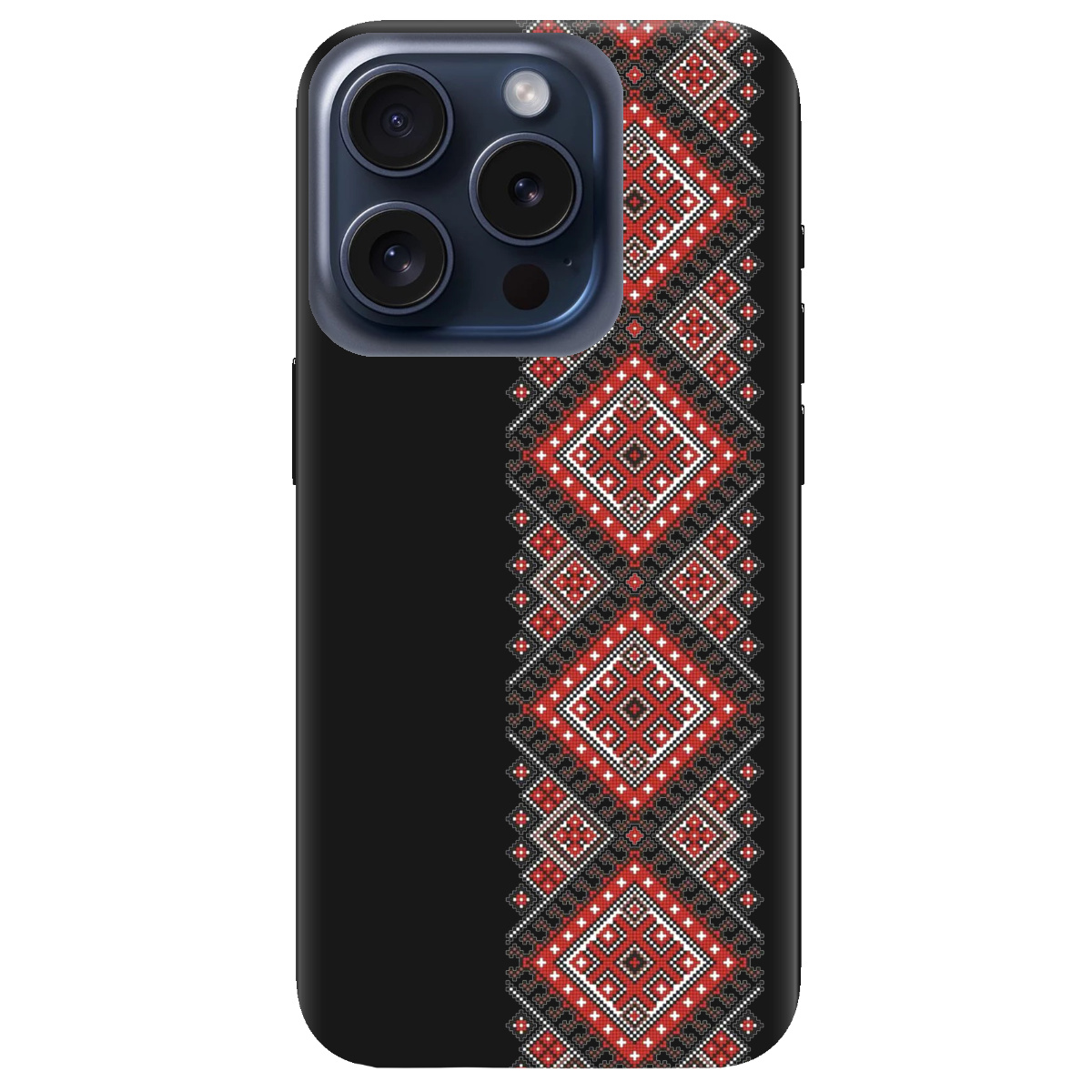 Чехол для Apple iPhone 15 Pro Max черный матовый soft touch Вишиванка - фото 1 - Чехлы для телефонов