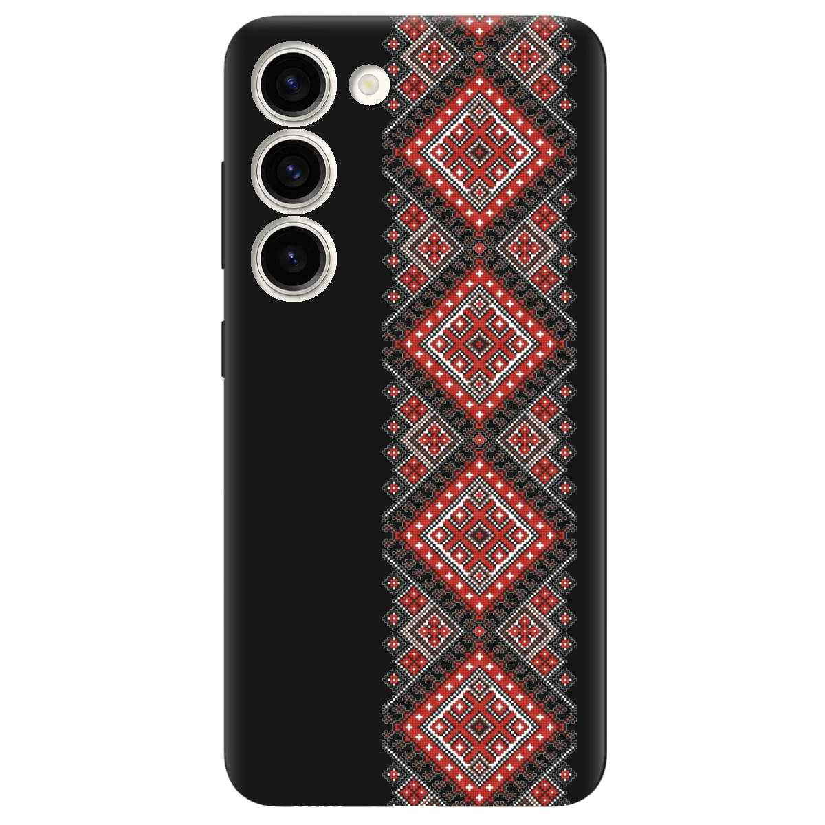 Чохол для Samsung Galaxy S23 Plus чорний матовий soft touch Вишиванка - фото 1 - Чохли для телефонів