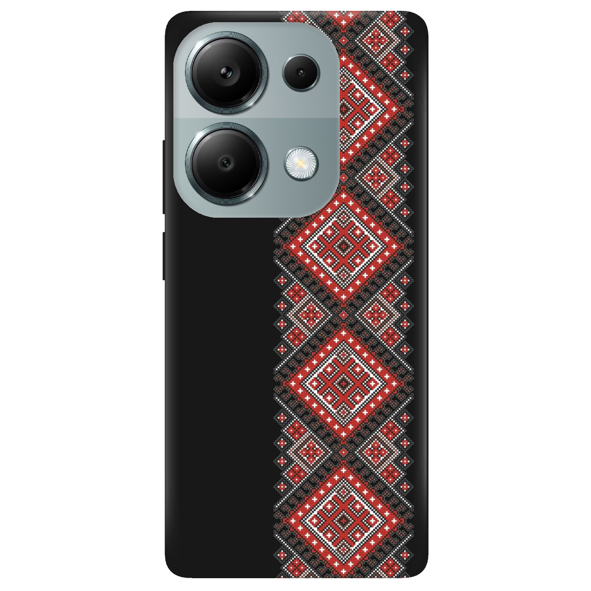 Чехол для Xiaomi Poco M6 Pro 4G черный матовый soft touch Вишиванка - фото 1 - Чехлы для телефонов