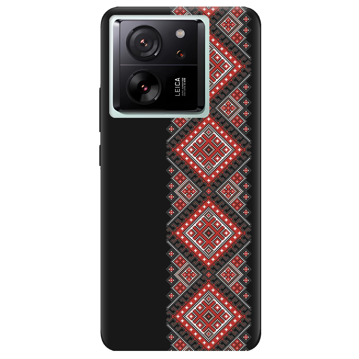 Чехол для Xiaomi 13T Pro черный матовый soft touch Вишиванка - фото 1 - Чехлы для телефонов