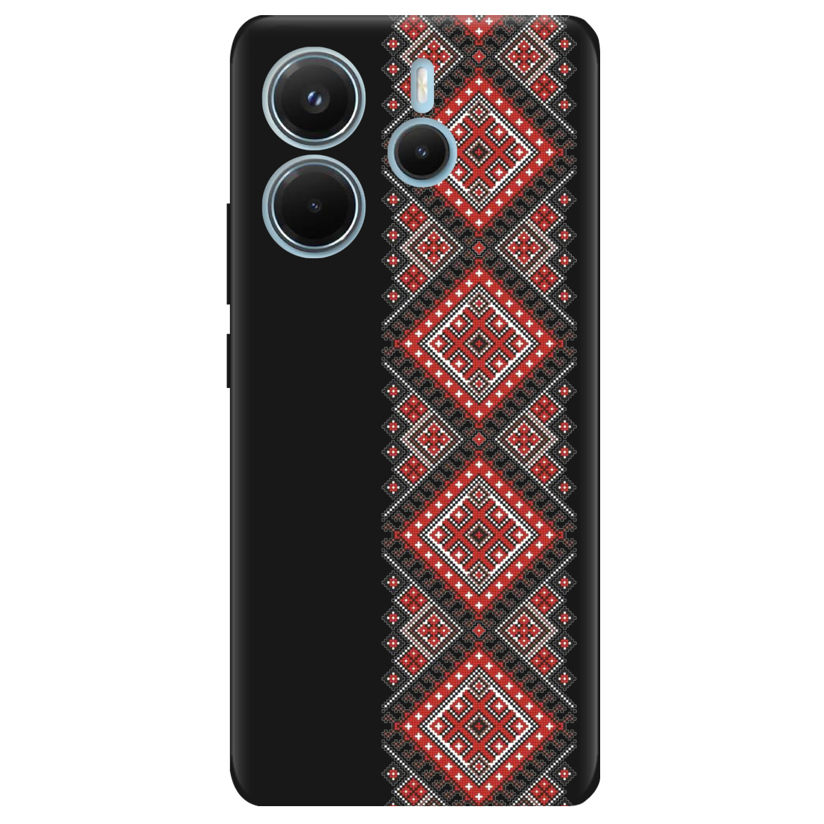 Чехол для Xiaomi Redmi Note 14 4G черный матовый soft touch Вишиванка - фото 1 - Чехлы для телефонов