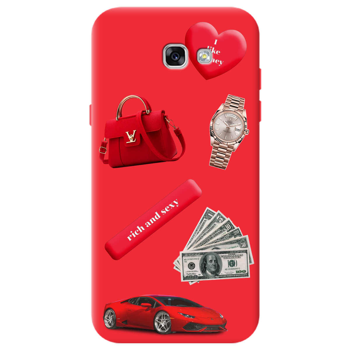 Чехол для Samsung Galaxy A7 2017 ярко-красный матовый soft touch Rich Red - фото 1 - Чехлы для телефонов