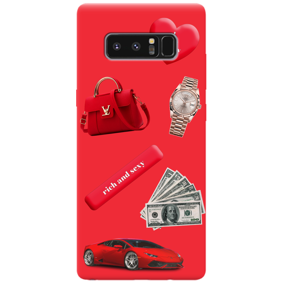 Чехол для Samsung Galaxy Note 8 ярко-красный матовый soft touch Rich Red - фото 1 - Чехлы для телефонов