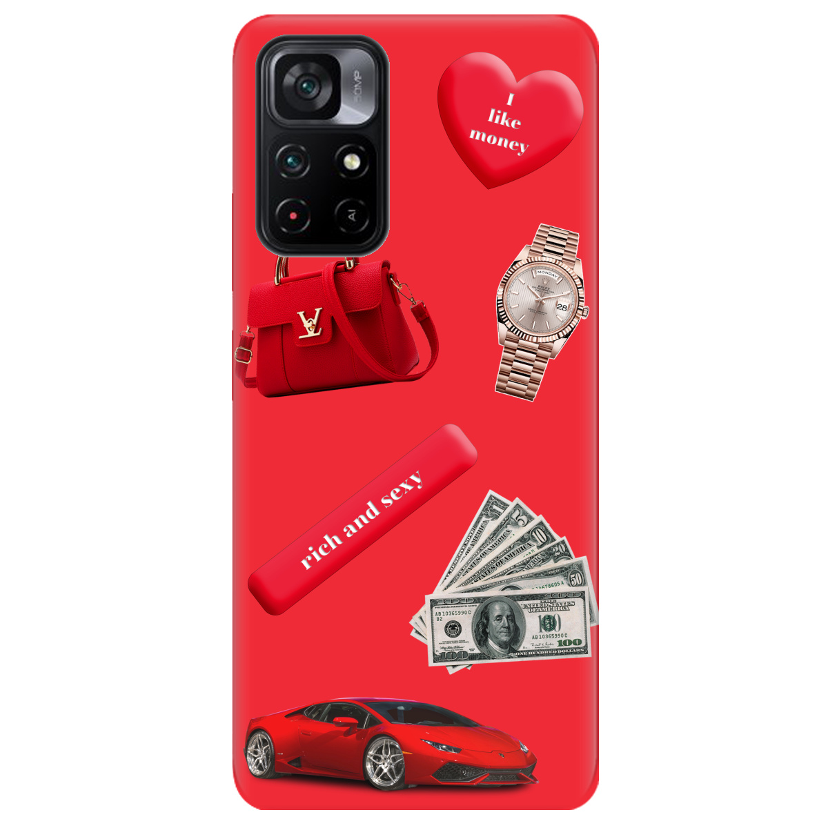 Чехол для Xiaomi Poco M4 Pro 5G ярко-красный матовый soft touch Rich Red - фото 1 - Чехлы для телефонов