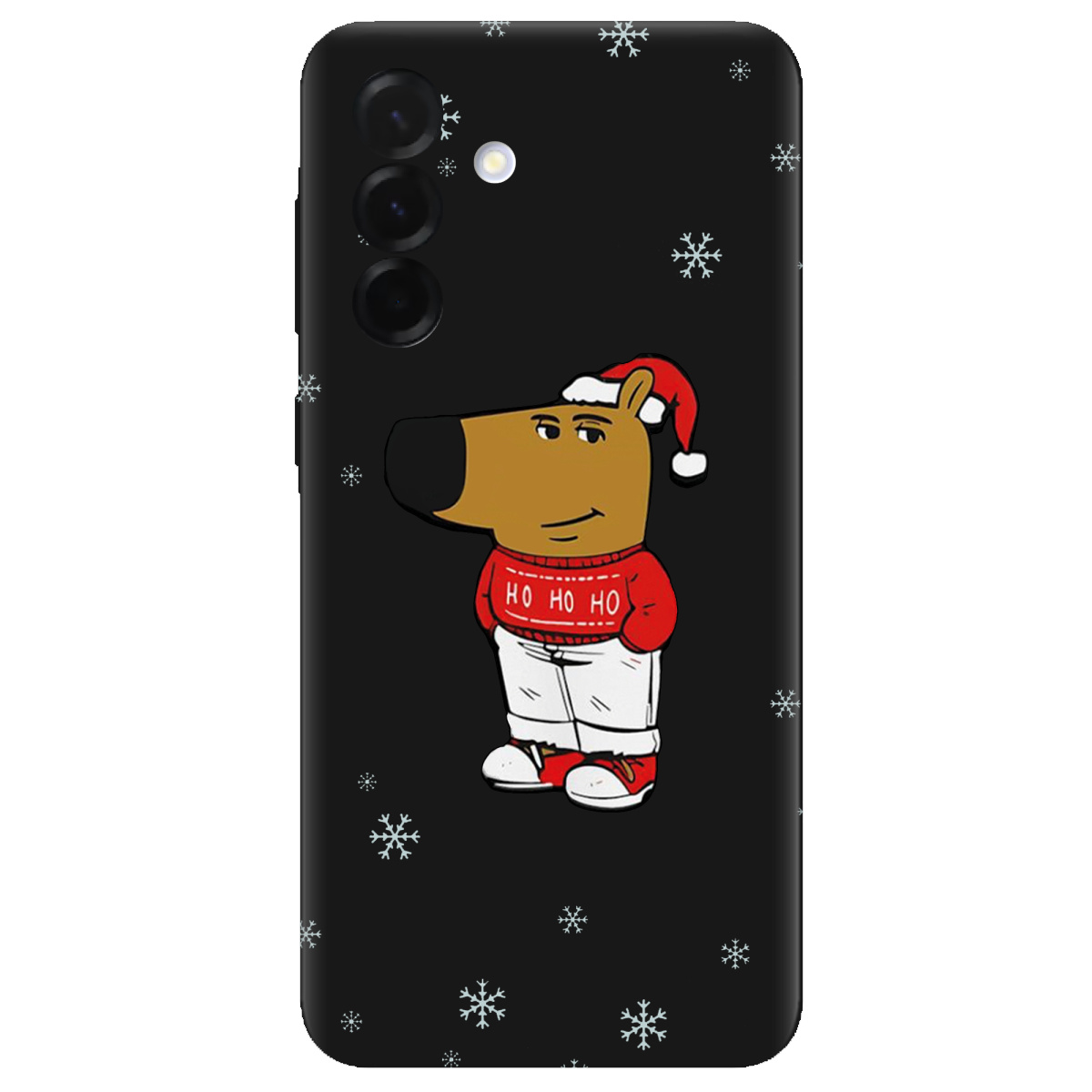 Чохол для Samsung Galaxy A36 чорний матовий soft touch Chill Guy Santa - фото 1 - Чохли для телефонів