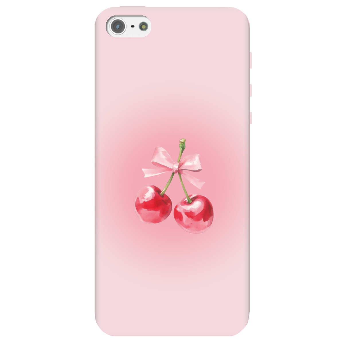 Чехол для Apple iPhone 5 / 5S полупрозрачный матовый soft touch Вишневый бант - фото 1 - Чехлы для телефонов