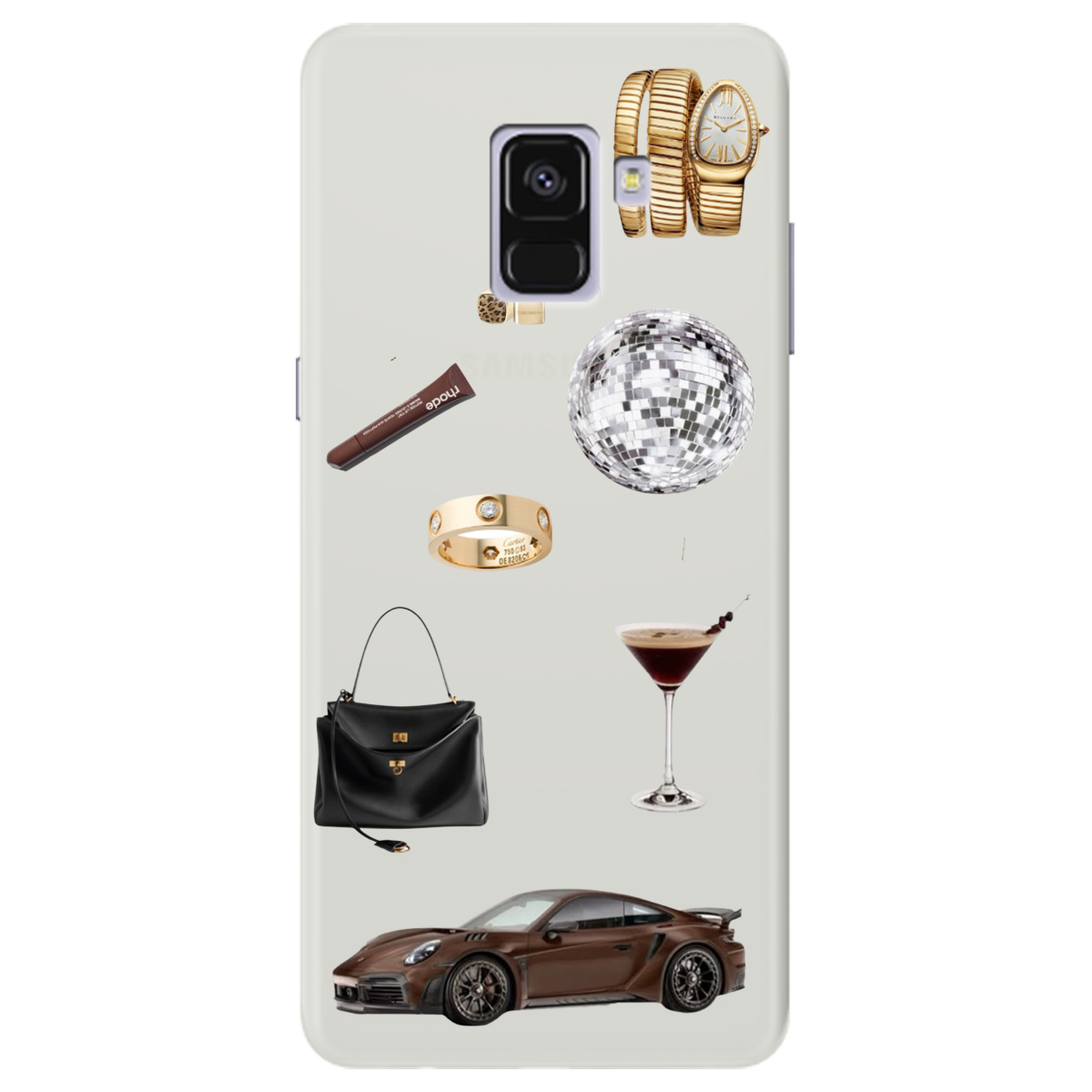 Чехол для Samsung Galaxy A8 2018 полупрозрачный матовый soft touch Жизнь в люксе - фото 1 - Чехлы для телефонов