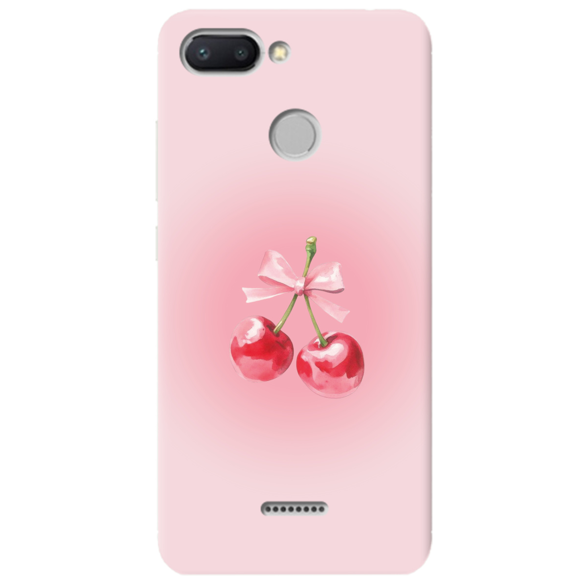 Чехол для Xiaomi Redmi 6 полупрозрачный матовый soft touch Вишневый бант - фото 1 - Чехлы для телефонов
