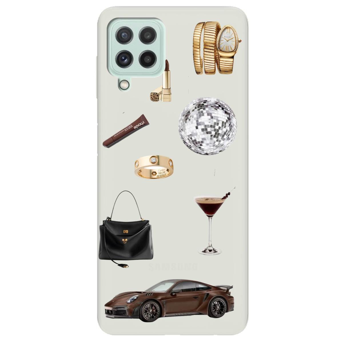 Чехол для Samsung Galaxy A22 4G полупрозрачный матовый soft touch Жизнь в люксе - фото 1 - Чехлы для телефонов