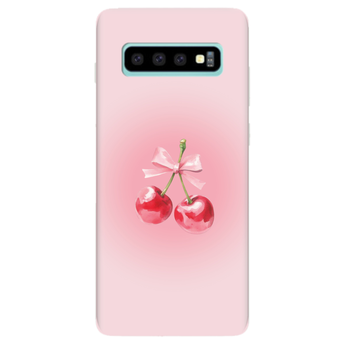 Чехол для Samsung Galaxy S10 Plus полупрозрачный матовый soft touch Вишневый бант - фото 1 - Чехлы для телефонов