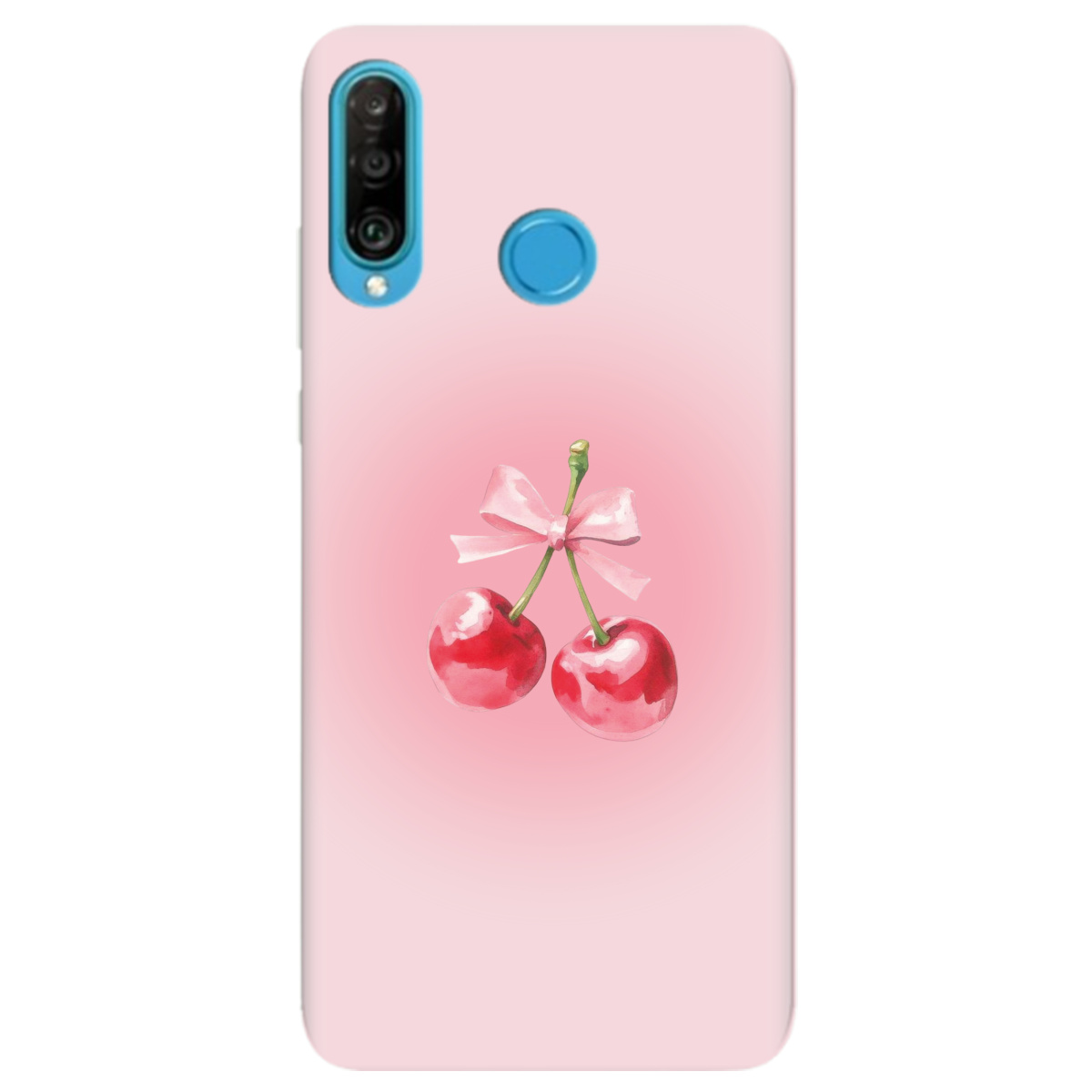 Чехол для Huawei P30 Lite полупрозрачный матовый soft touch Вишневый бант - фото 1 - Чехлы для телефонов