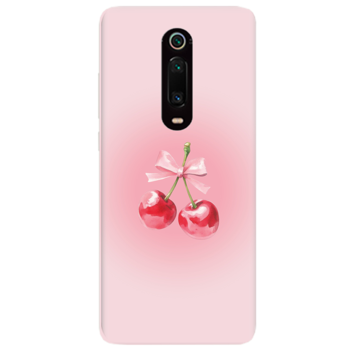 Чехол для Xiaomi Mi 9T полупрозрачный матовый soft touch Вишневый бант - фото 1 - Чехлы для телефонов