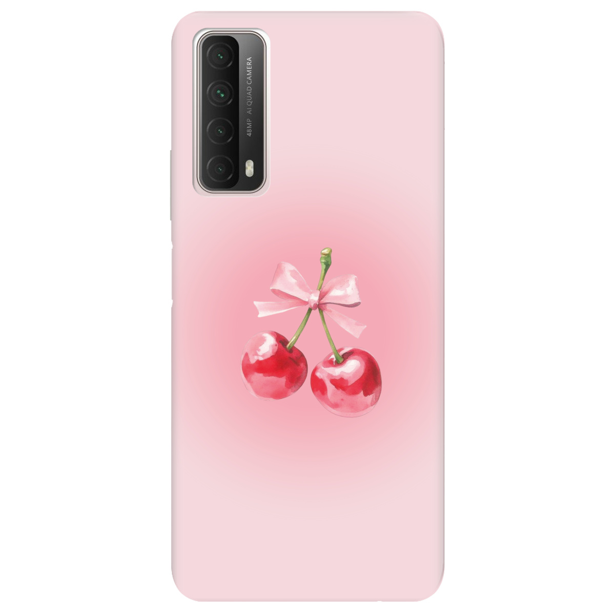 Чехол для Huawei P Smart 2021 полупрозрачный матовый soft touch Вишневый бант - фото 1 Чехол для Huawei P Smart 2021 полупрозрачный матовый soft touch Вишневый бант - фото 1 - Чехлы для телефонов