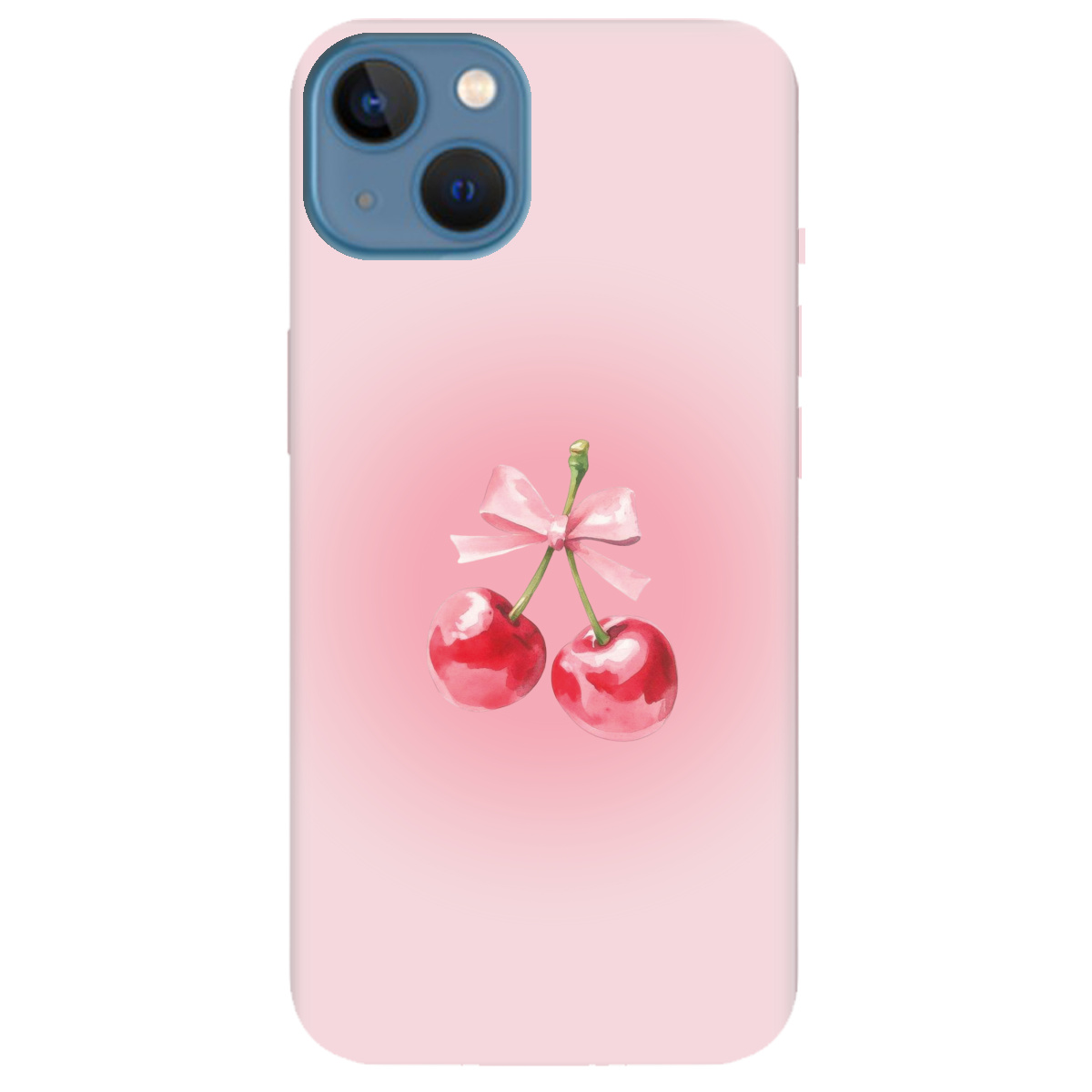 Чехол для Apple iPhone 13 полупрозрачный матовый soft touch Вишневый бант - фото 1 - Чехлы для телефонов