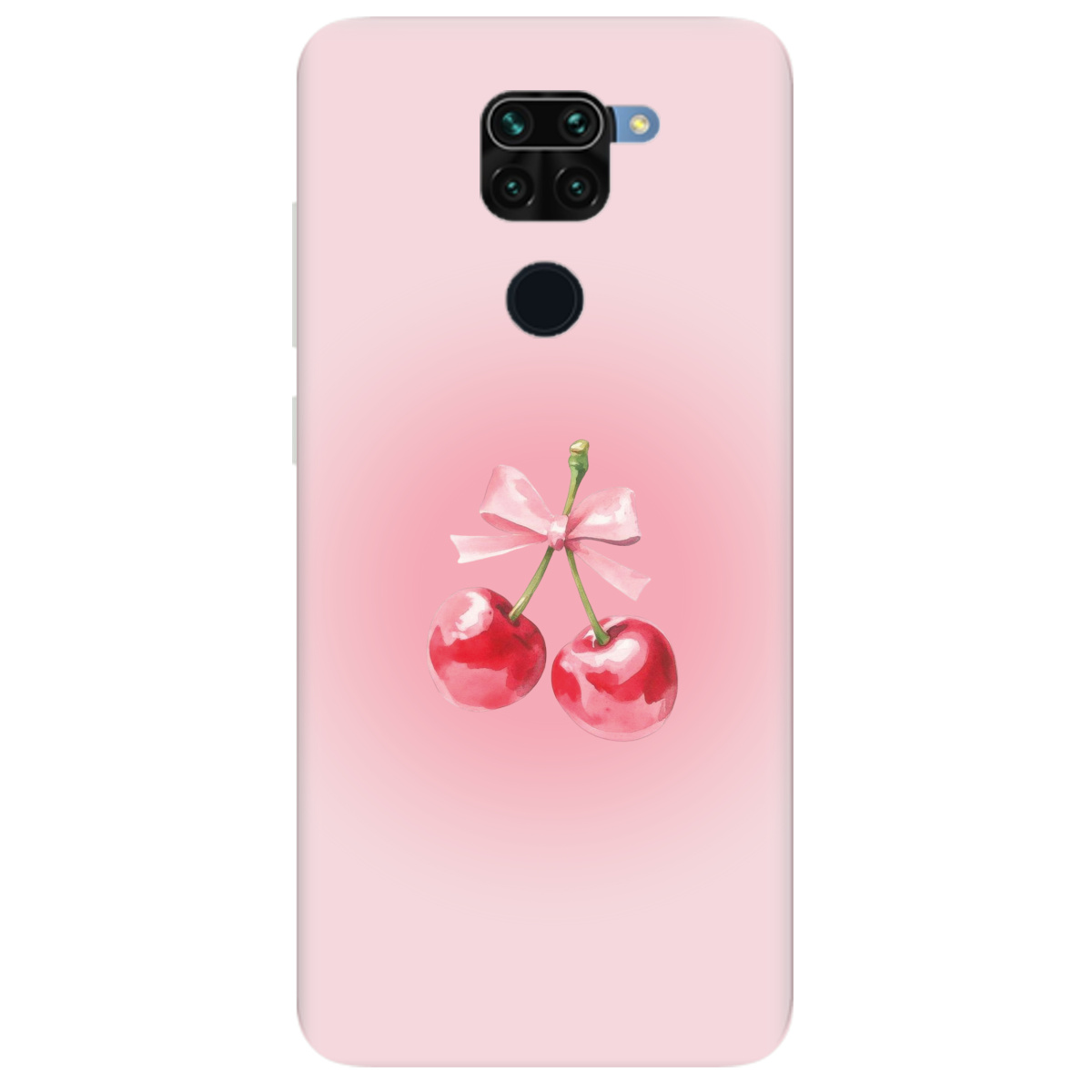 Чехол для Xiaomi Redmi Note 9 полупрозрачный матовый soft touch Вишневый бант - фото 1 Чехол для Xiaomi Redmi Note 9 полупрозрачный матовый soft touch Вишневый бант - фото 1 - Чехлы для телефонов