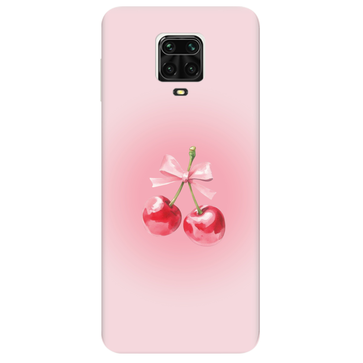 Чехол для Xiaomi Redmi Note 9 Pro полупрозрачный матовый soft touch Вишневый бант - фото 1 Чехол для Xiaomi Redmi Note 9 Pro полупрозрачный матовый soft touch Вишневый бант - фото 1 - Чехлы для телефонов