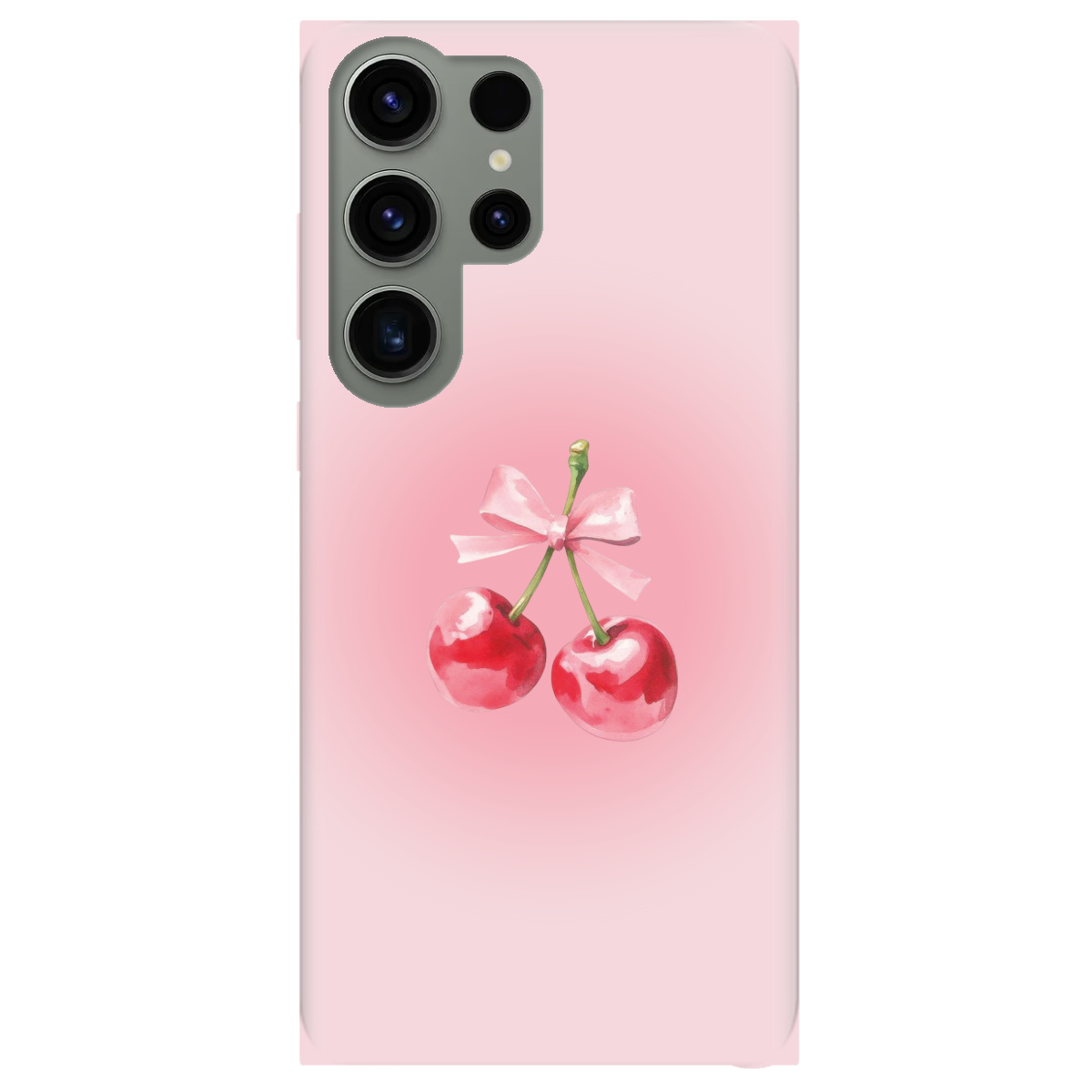 Чехол для Samsung Galaxy S23 Ultra полупрозрачный матовый soft touch Вишневый бант - фото 1 Чехол для Samsung Galaxy S23 Ultra полупрозрачный матовый soft touch Вишневый бант - фото 1 - Чехлы для телефонов