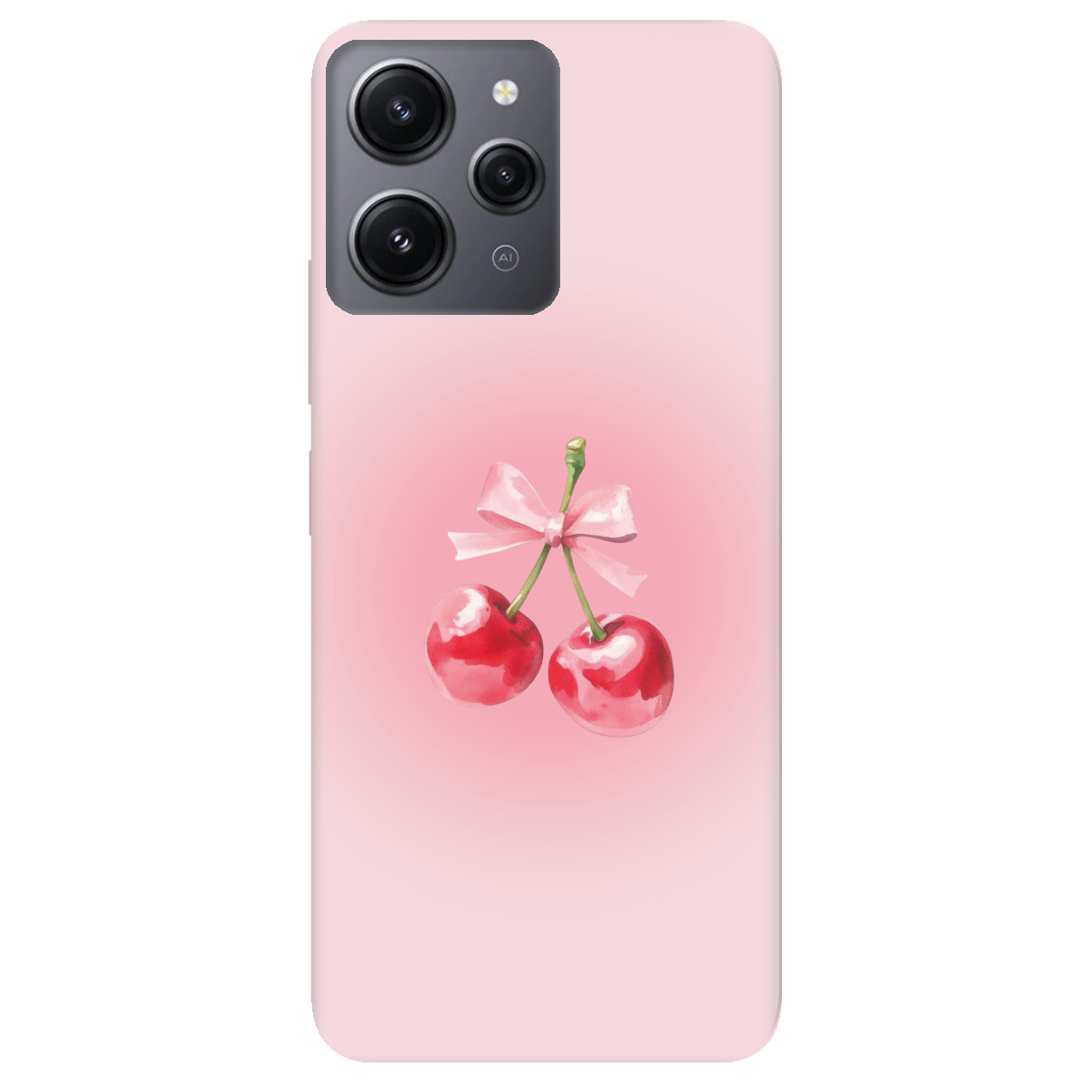 Чехол для Xiaomi Redmi 12 полупрозрачный матовый soft touch Вишневый бант - фото 1 Чехол для Xiaomi Redmi 12 полупрозрачный матовый soft touch Вишневый бант - фото 1 - Чехлы для телефонов