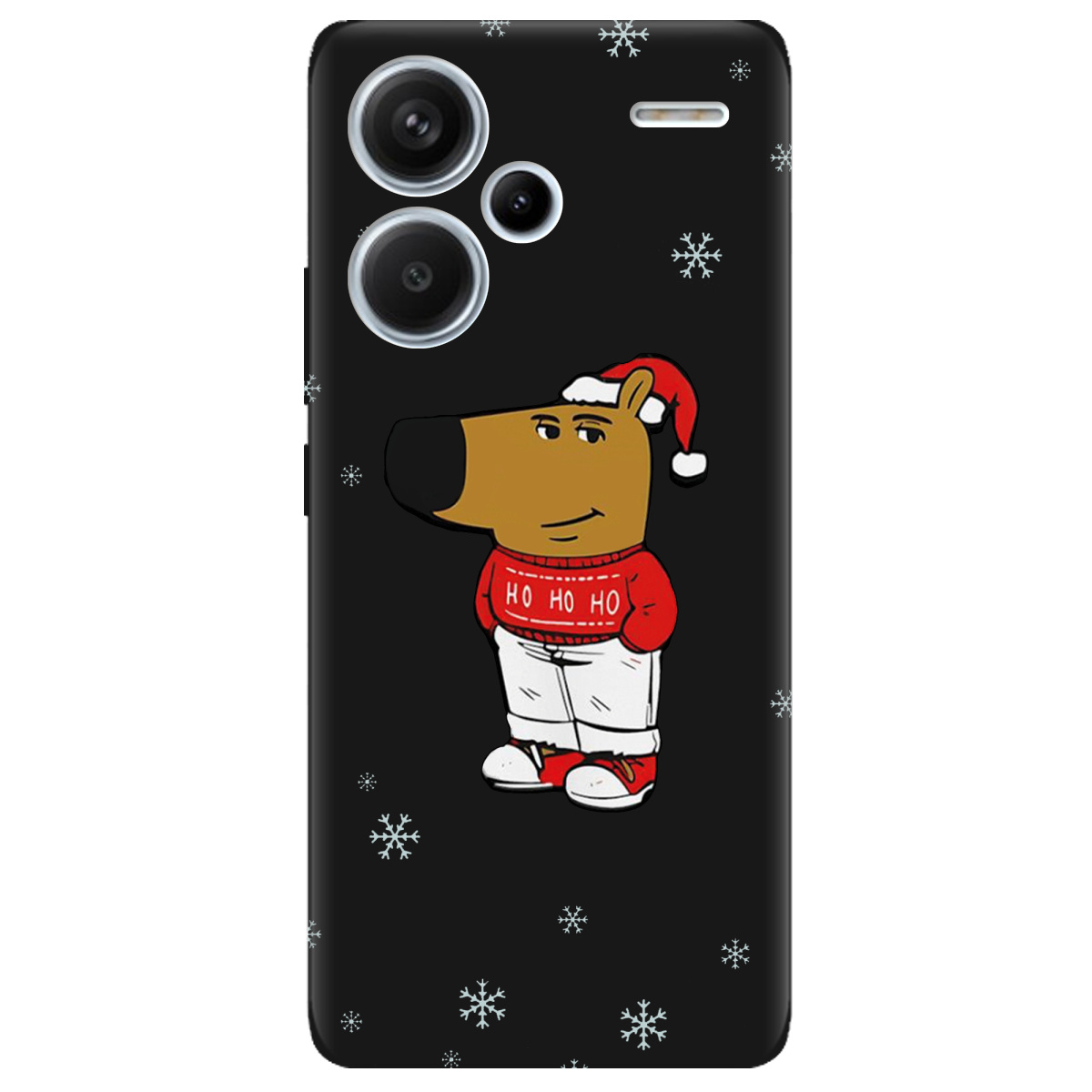 Чохол для Xiaomi Redmi Note 13 Pro + чорний матовий soft touch Chill Guy Santa - фото 1 - Чохли для телефонів