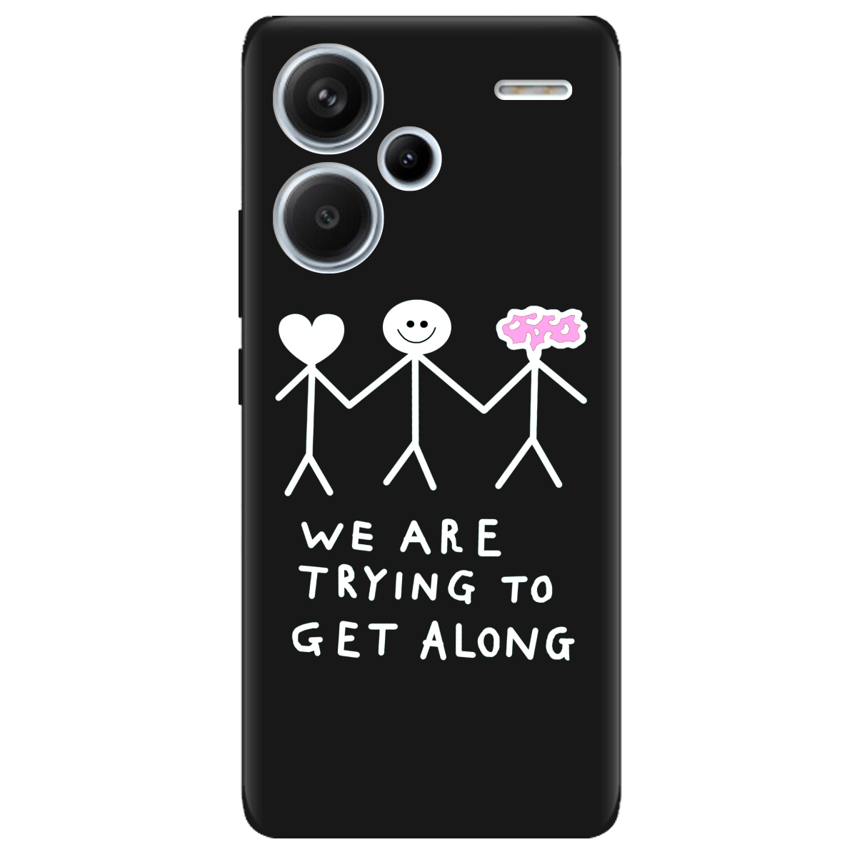 Чехол для Xiaomi Redmi Note 13 Pro + черный матовый soft touch We are trying - фото 1 - Чехлы для телефонов