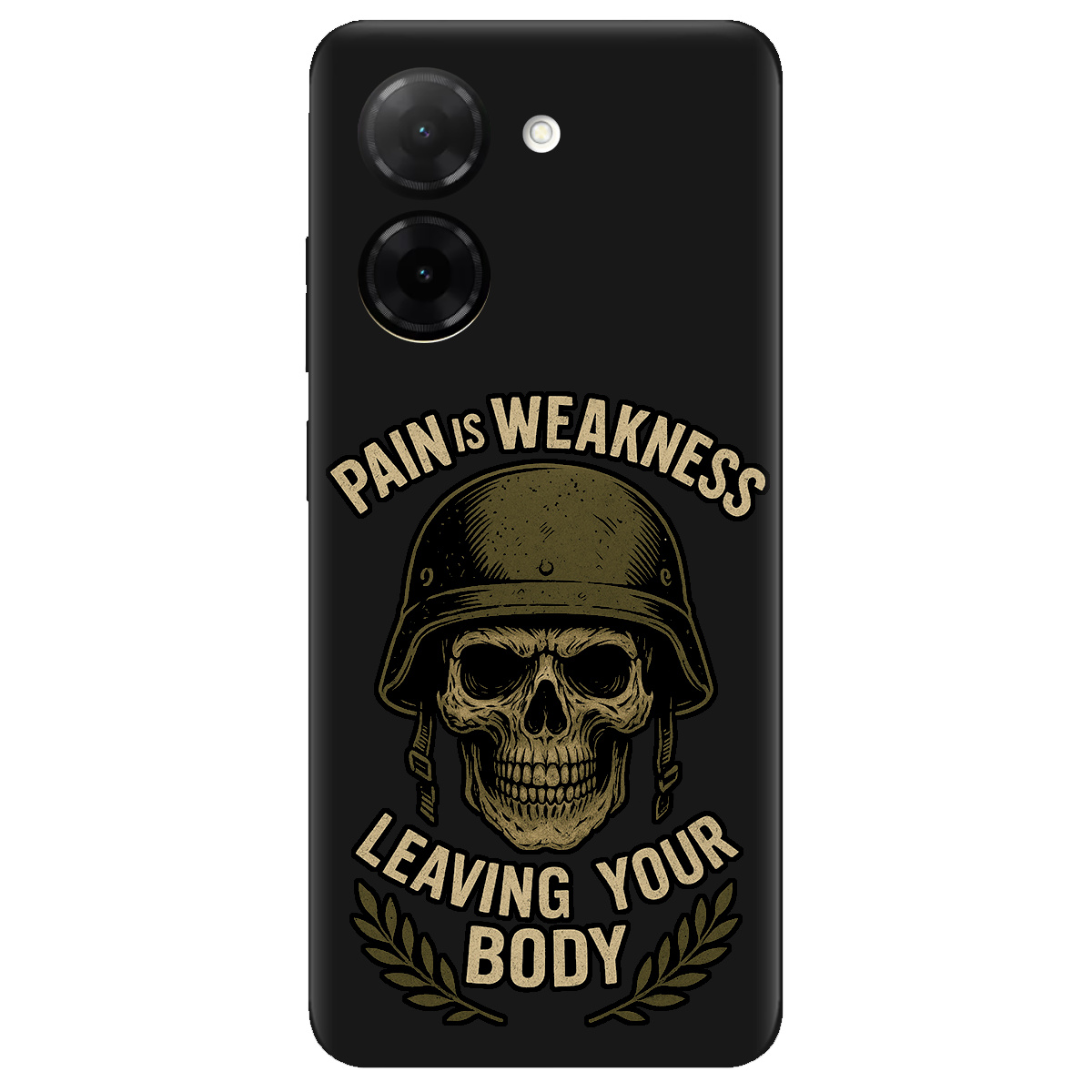 Чехол для Xiaomi Redmi A5 черный матовый soft touch Біль - це слабкість - фото 1 - Чехлы для телефонов