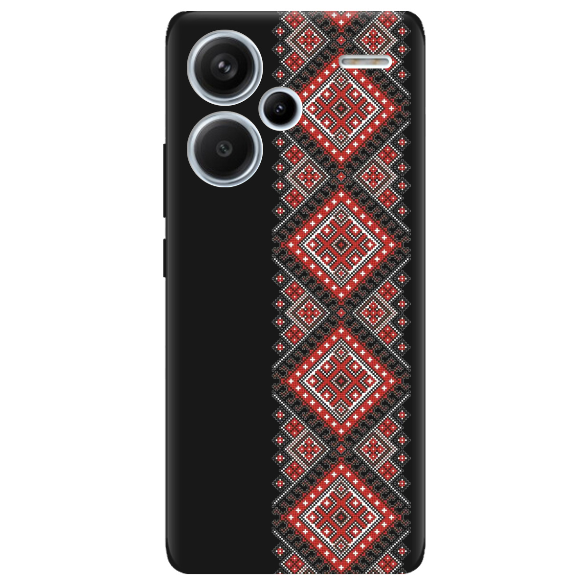Чехол для Xiaomi Redmi Note 13 Pro + черный матовый soft touch Вишиванка - фото 1 - Чехлы для телефонов