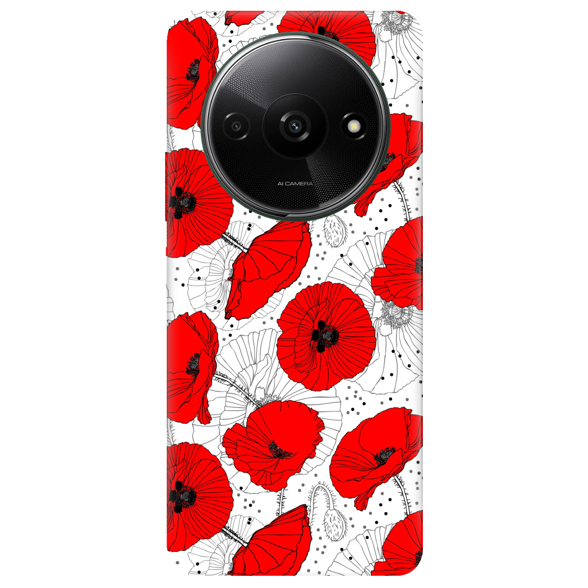 Чохол для Xiaomi Redmi A3 прозорий Red flower - фото 1 - Чохли для телефонів