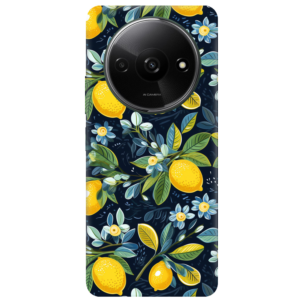 Чехол для Xiaomi Redmi A3 прозрачный Lemon with flower - фото 1 - Чехлы для телефонов