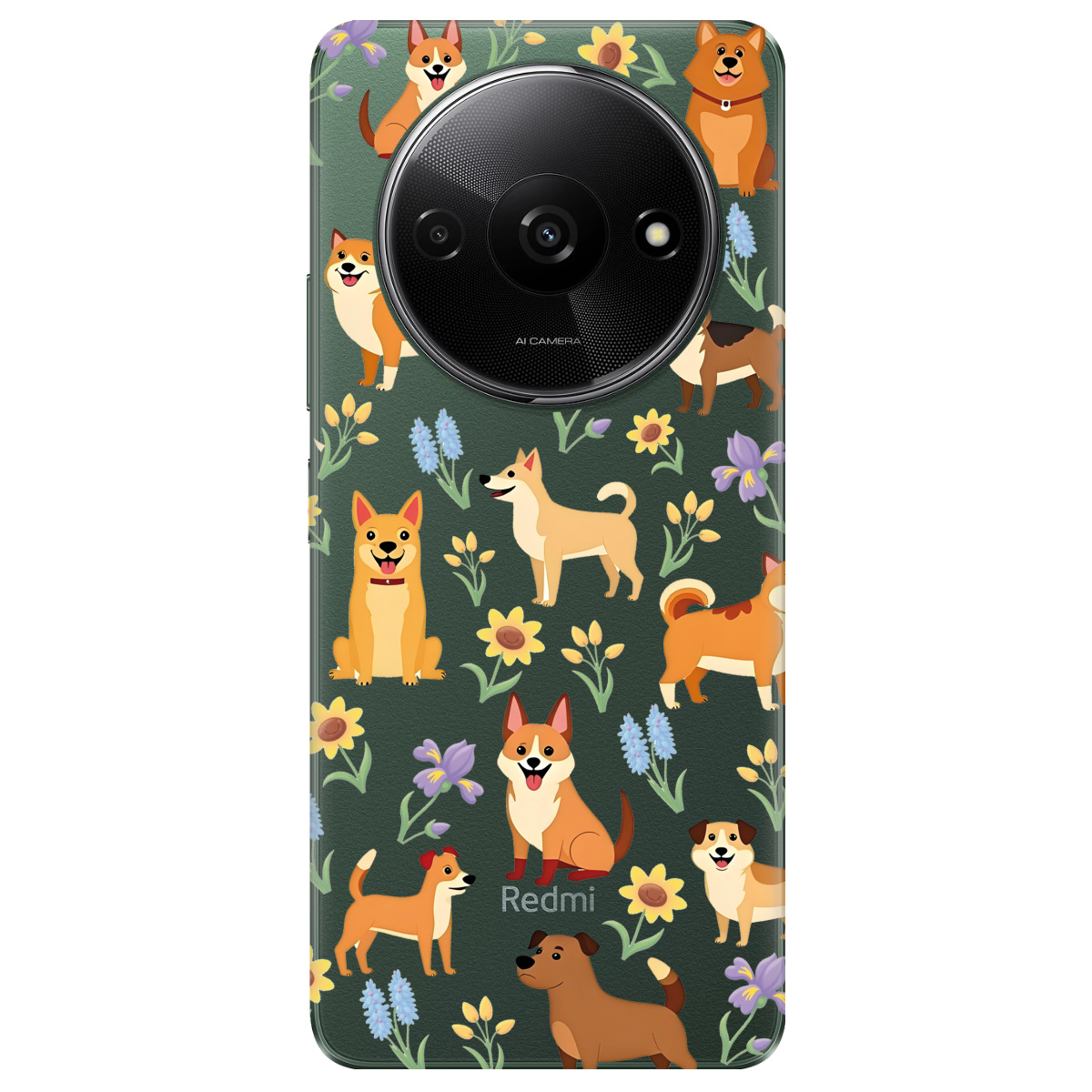Чехол для Xiaomi Redmi A3 прозрачный Blooming Puppies - фото 1 - Чехлы для телефонов