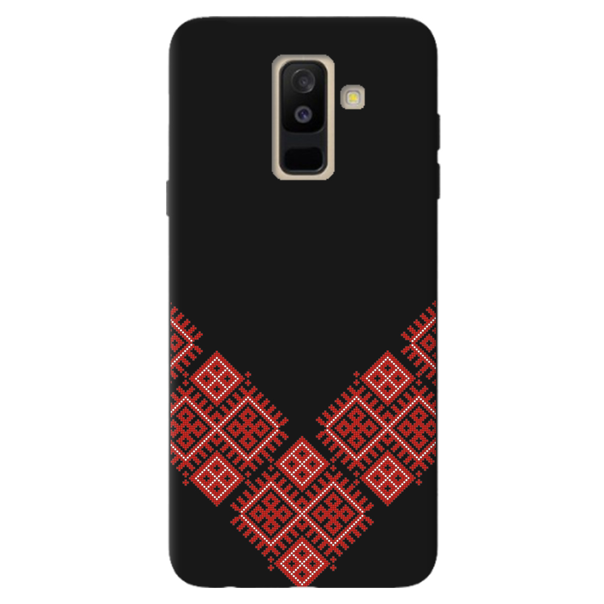 Чехол для Samsung Galaxy A6 Plus 2018 черный матовый soft touch Вышитая судьба - фото 1 - Чехлы для телефонов