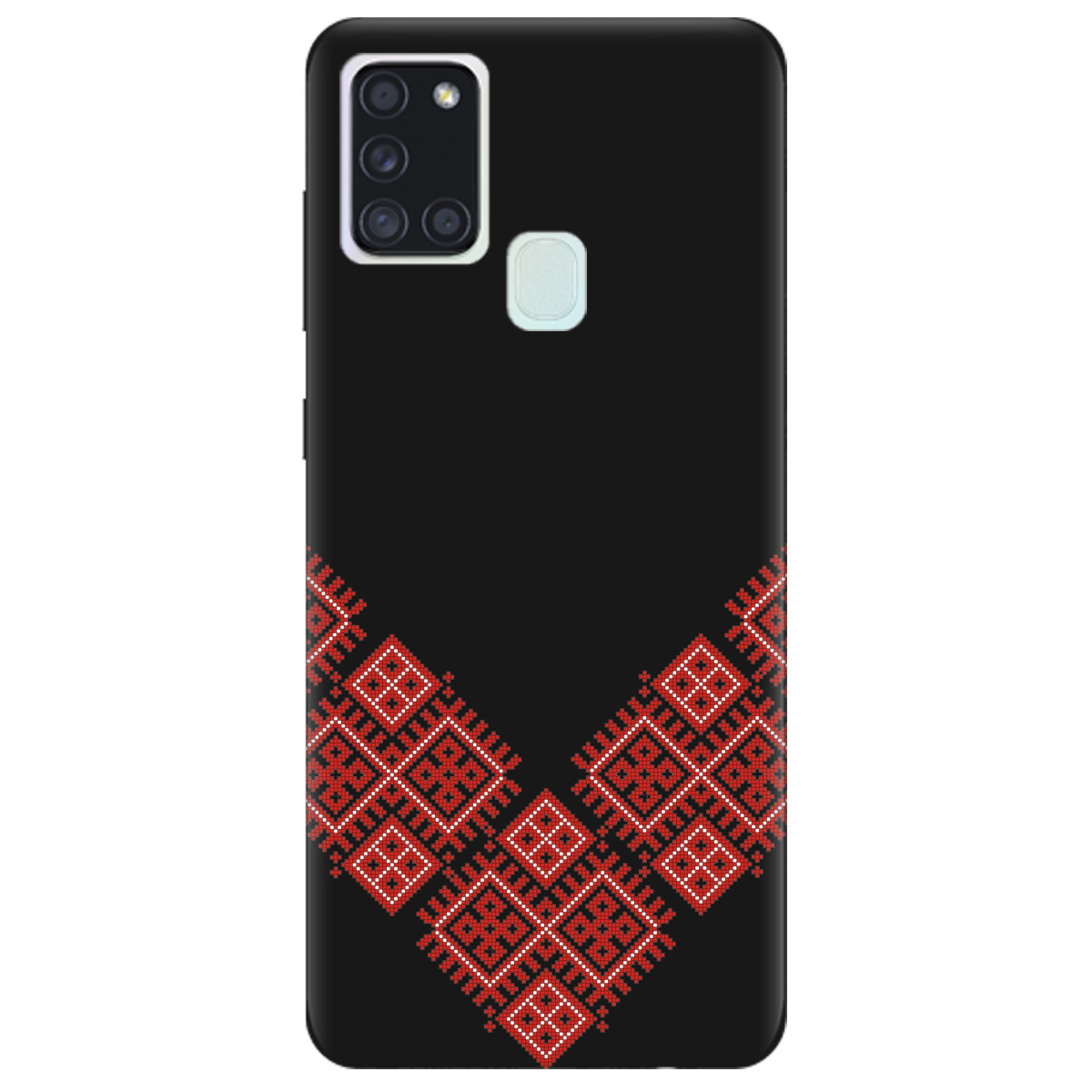 Чохол для Samsung Galaxy A21s чорний матовий soft touch Вишивана доля - фото 1 - Чохли для телефонів