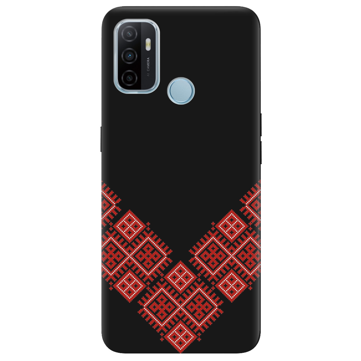 Чехол для Oppo A53/ A32/ A33 черный матовый soft touch Вышитая судьба - фото 1 - Чехлы для телефонов