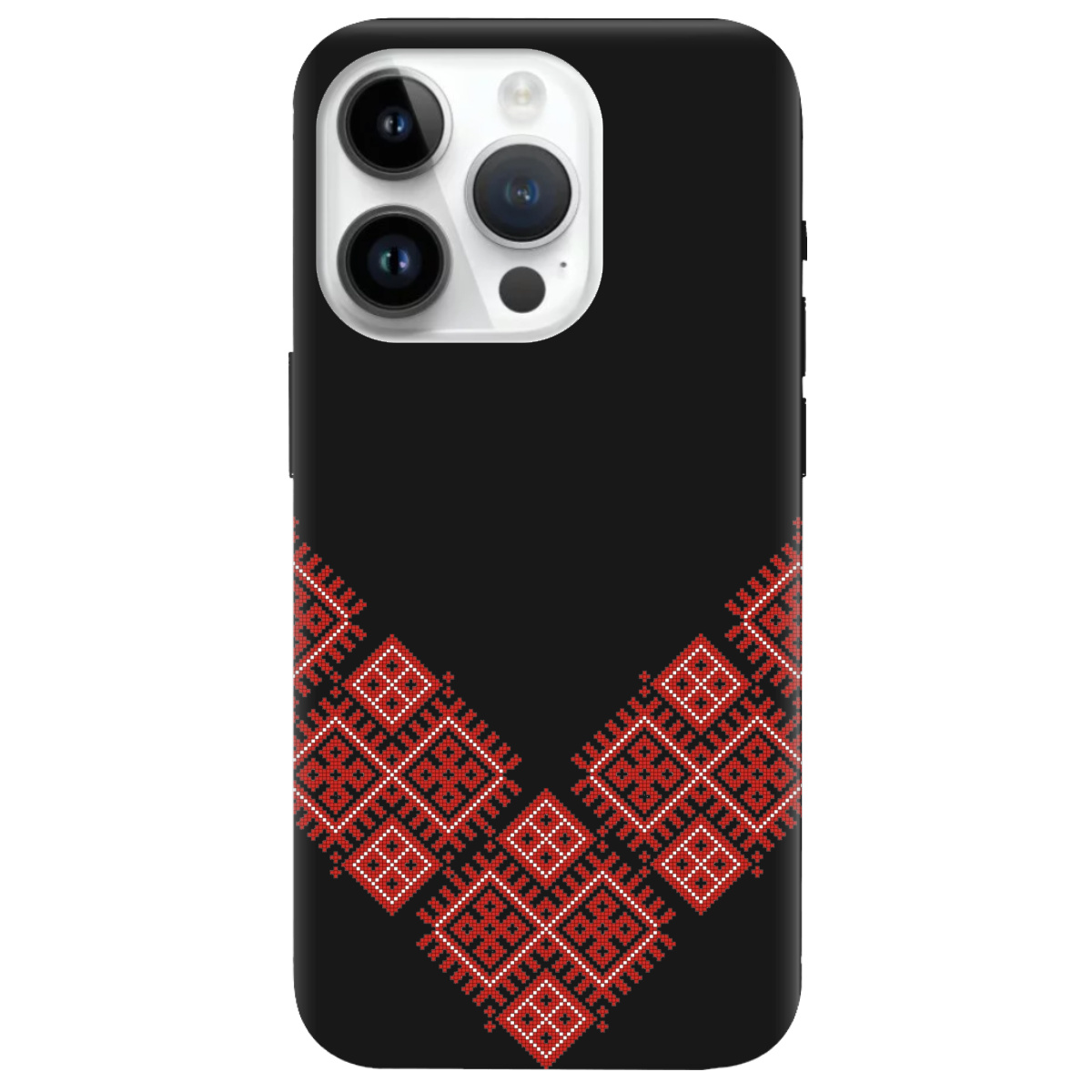 Чохол для Apple iPhone 14 Pro Max чорний матовий soft touch Вишивана доля - фото 1 - Чохли для телефонів