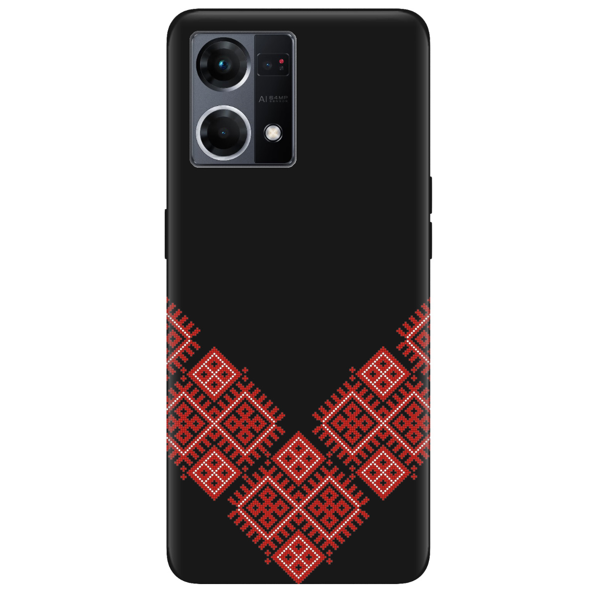 Чехол для Oppo Reno  7 4G черный матовый soft touch Вышитая судьба - фото 1 - Чехлы для телефонов