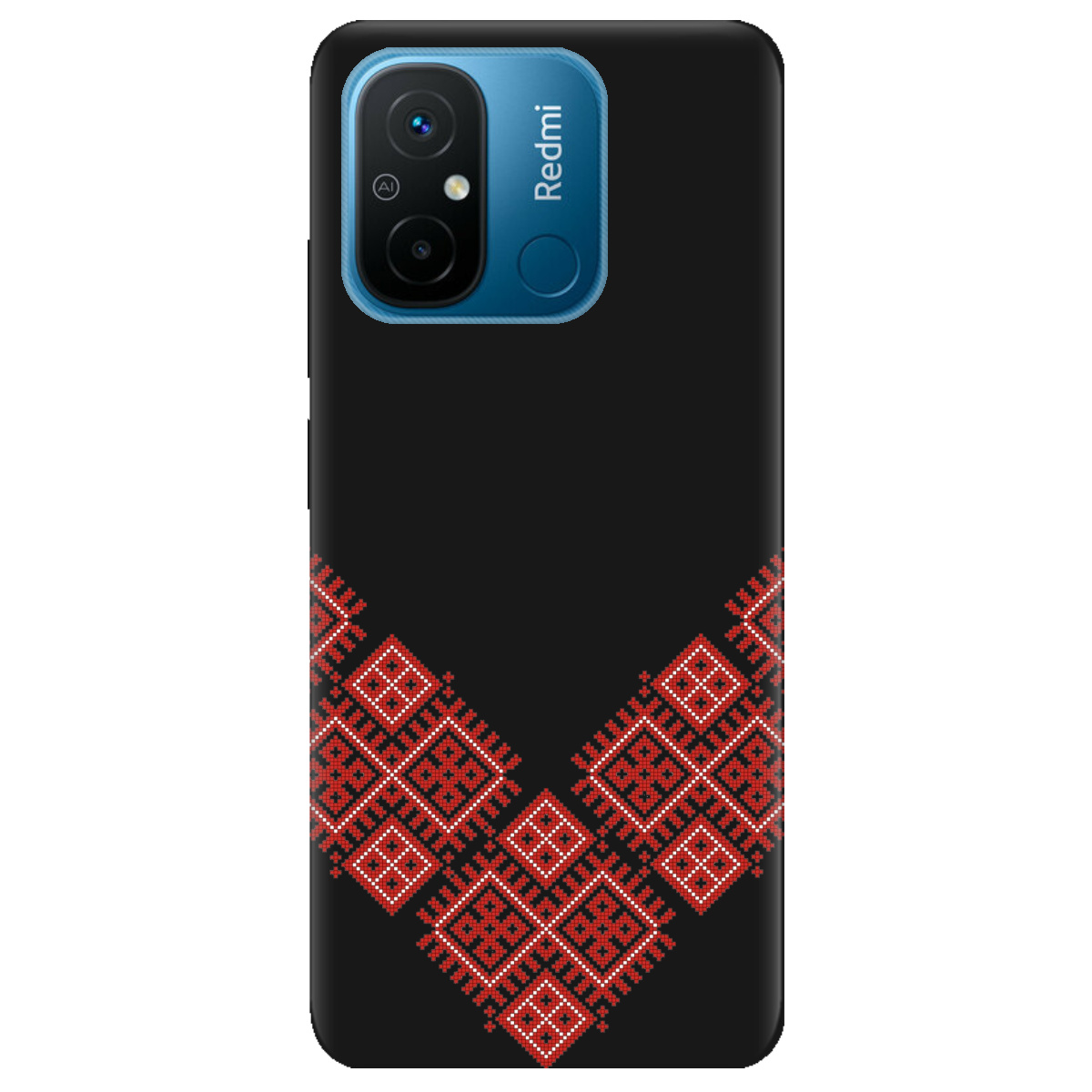 Чехол для Xiaomi Redmi 12C черный матовый soft touch Вышитая судьба - фото 1 Чехол для Xiaomi Redmi 12C черный матовый soft touch Вышитая судьба - фото 1 - Чехлы для телефонов