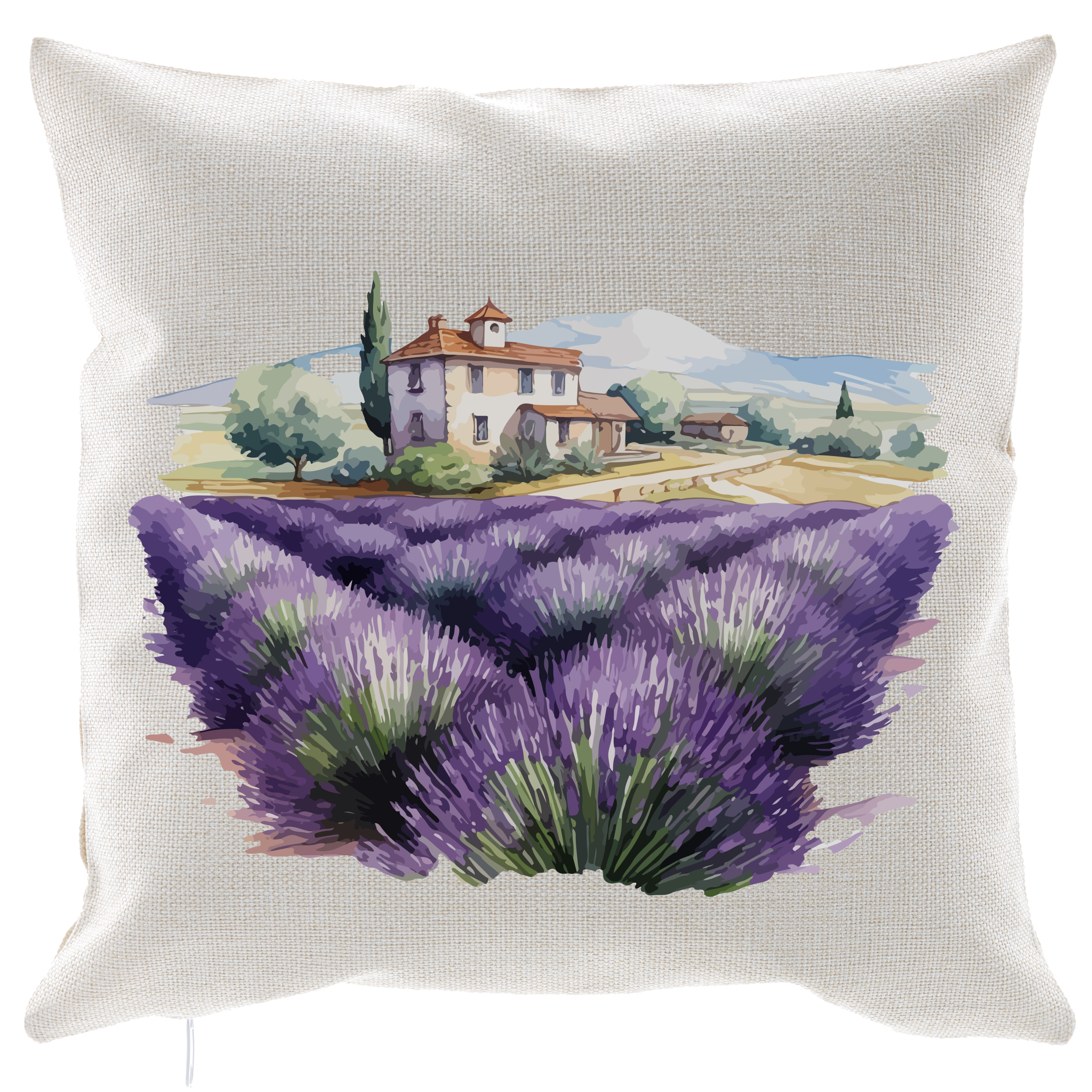 Подушка лляна квадратна 40*40 см Фіолетові хвилі - фото 1 - Подушки