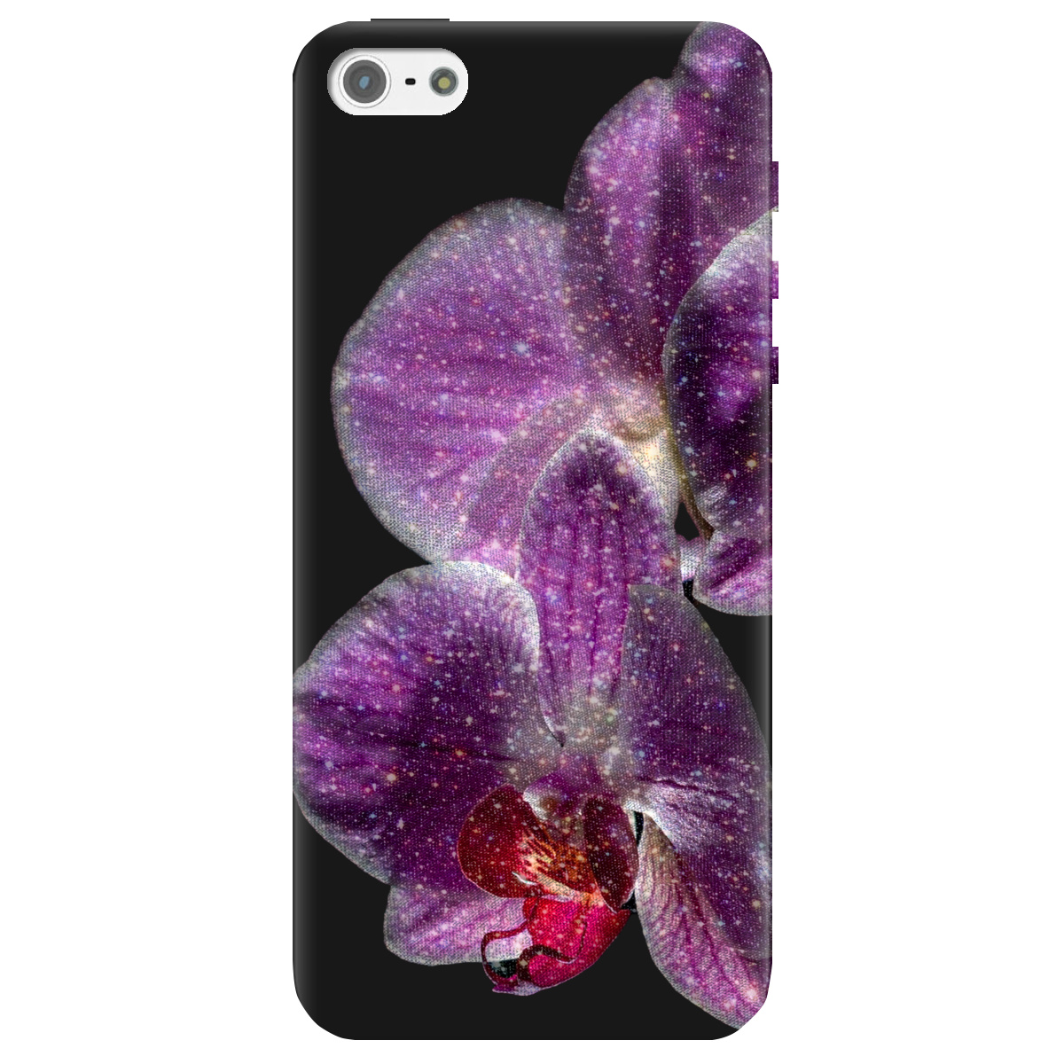 Чохол для Apple iPhone 5/5S чорний матовий soft touch Чарівна орхідея - фото 1 - Чохли для телефонів