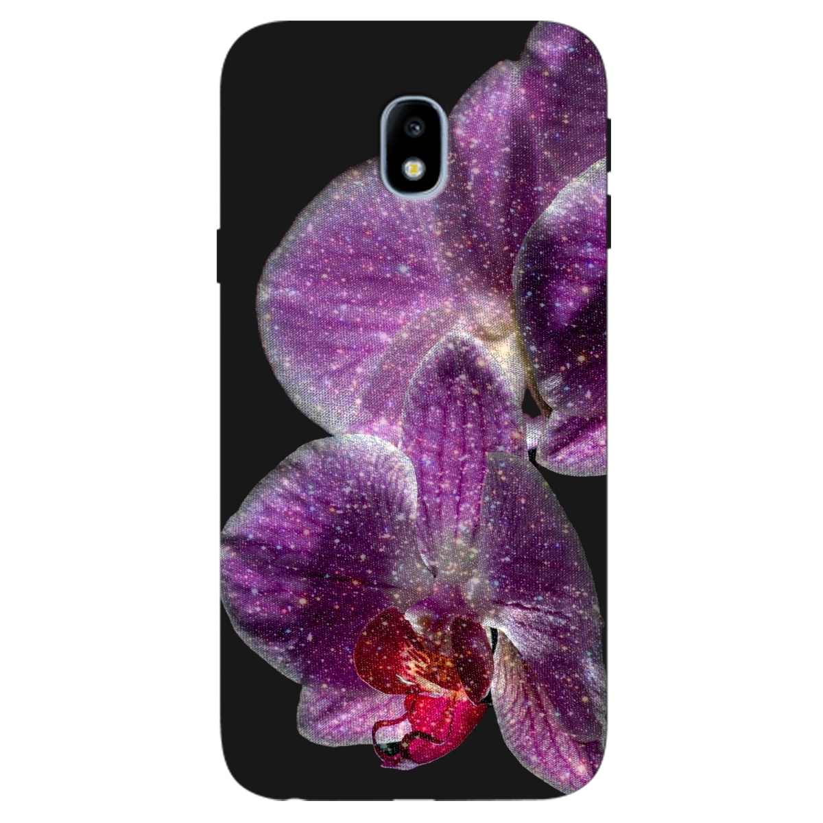 Чехол для Samsung Galaxy J3 2017 черный матовый soft touch Волшебная орхидея - фото 1 - Чехлы для телефонов