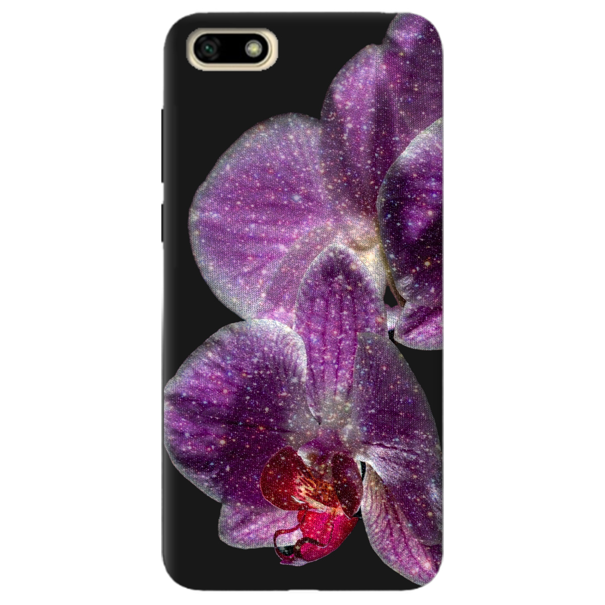 Чохол для Huawei Y5 2018 чорний матовий soft touch Чарівна орхідея - фото 1 - Чохли для телефонів