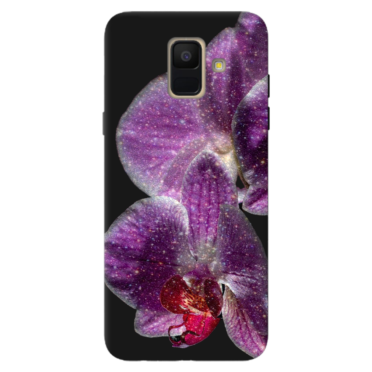 Чехол для Samsung Galaxy A6 2018 черный матовый soft touch Волшебная орхидея - фото 1 - Чехлы для телефонов
