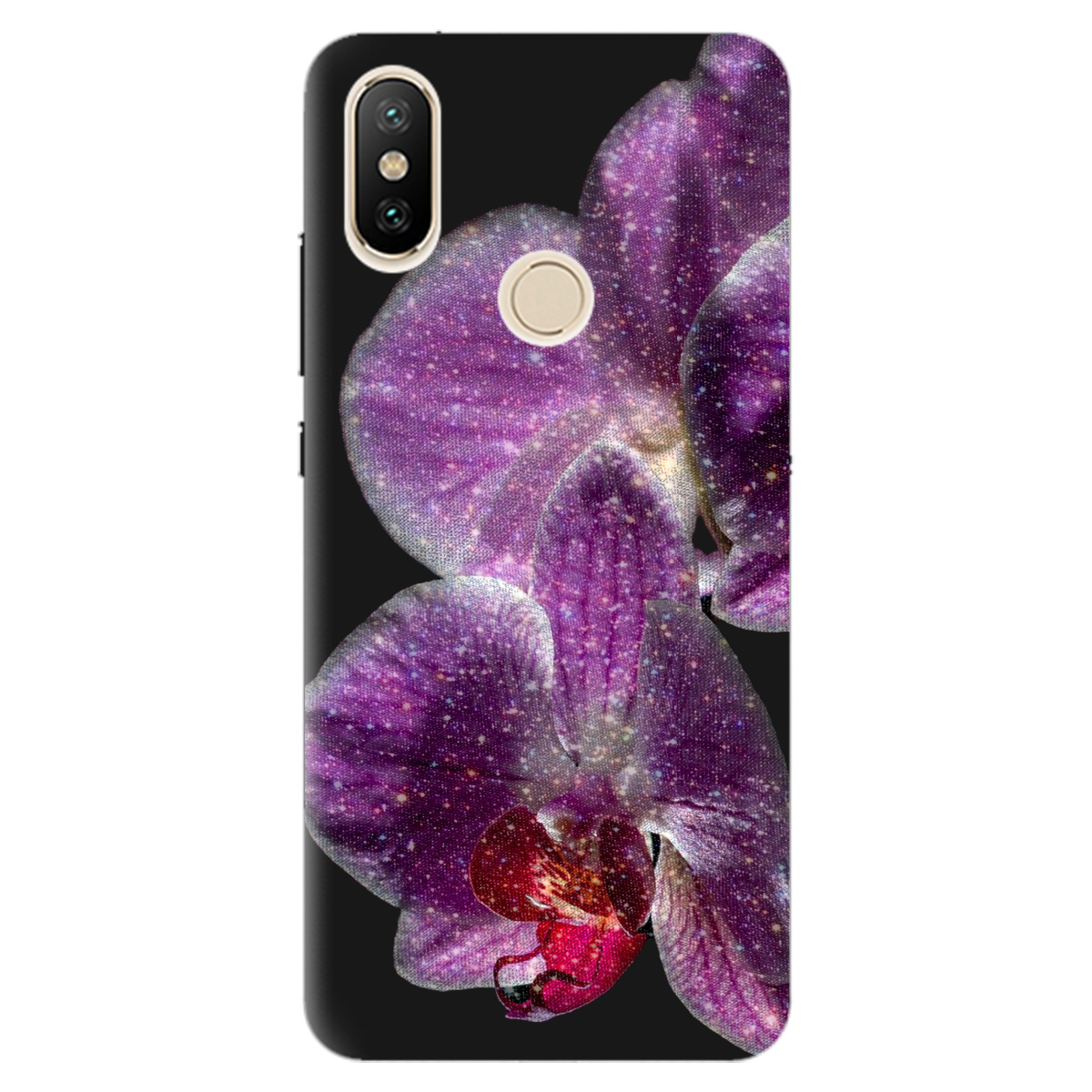 Чохол для Xiaomi Mi A2 Lite чорний матовий soft touch Чарівна орхідея - фото 1 - Чохли для телефонів