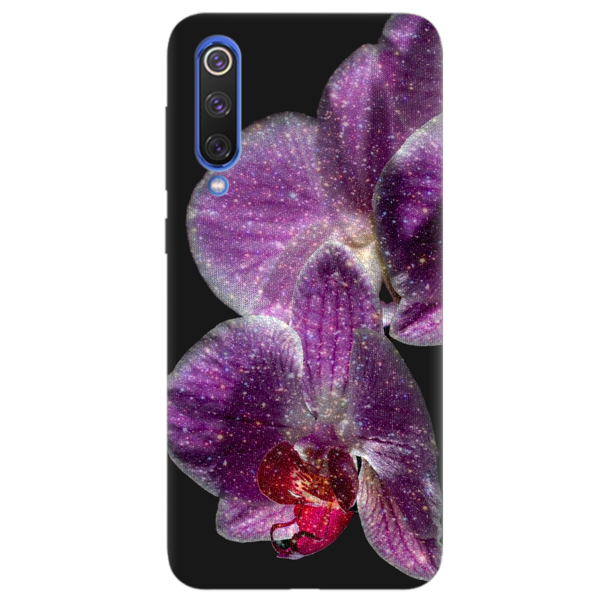 Чохол для Xiaomi Mi 9 чорний матовий soft touch Чарівна орхідея - фото 1 - Чохли для телефонів