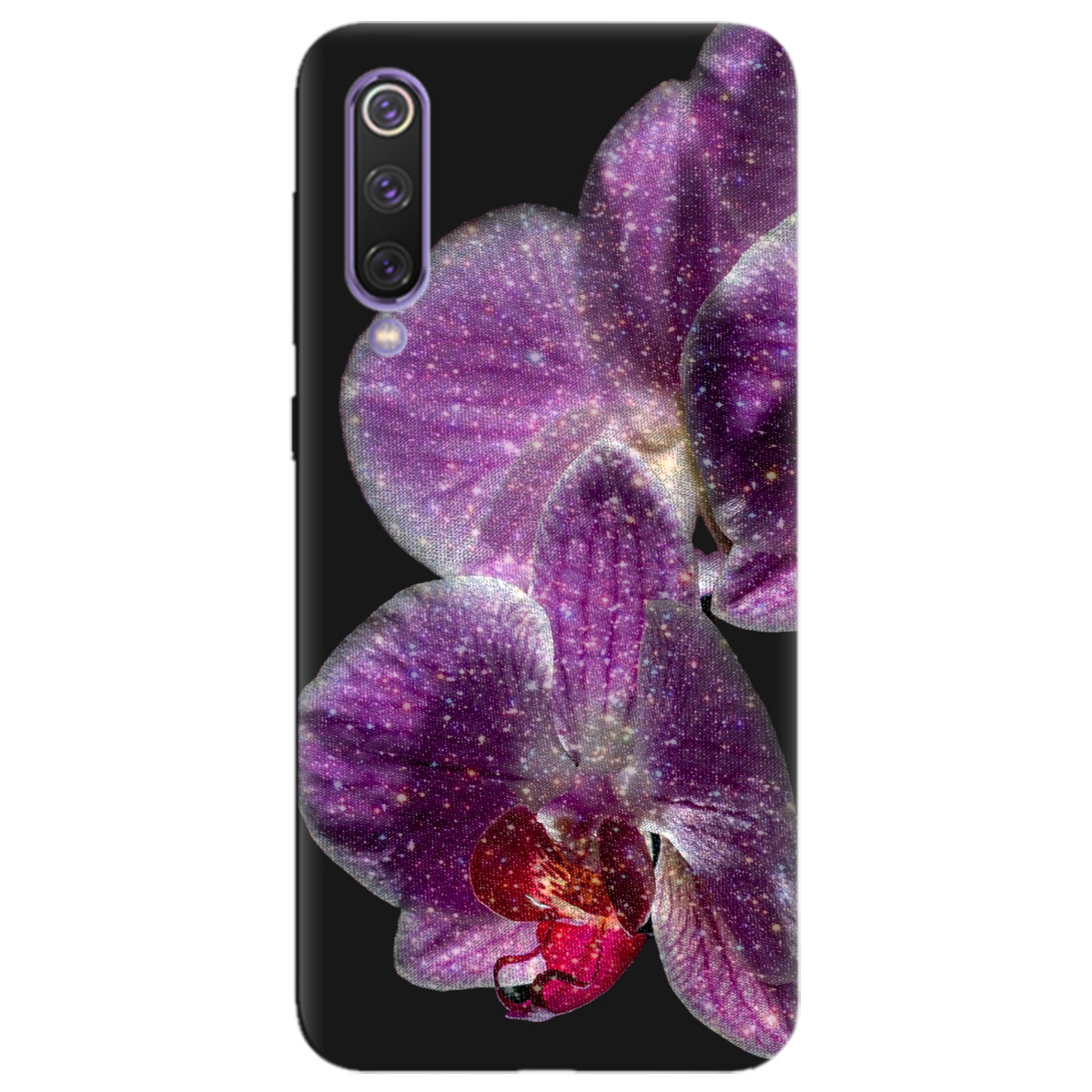 Чехол для Xiaomi Mi 9 SE черный матовый soft touch Волшебная орхидея - фото 1 - Чехлы для телефонов