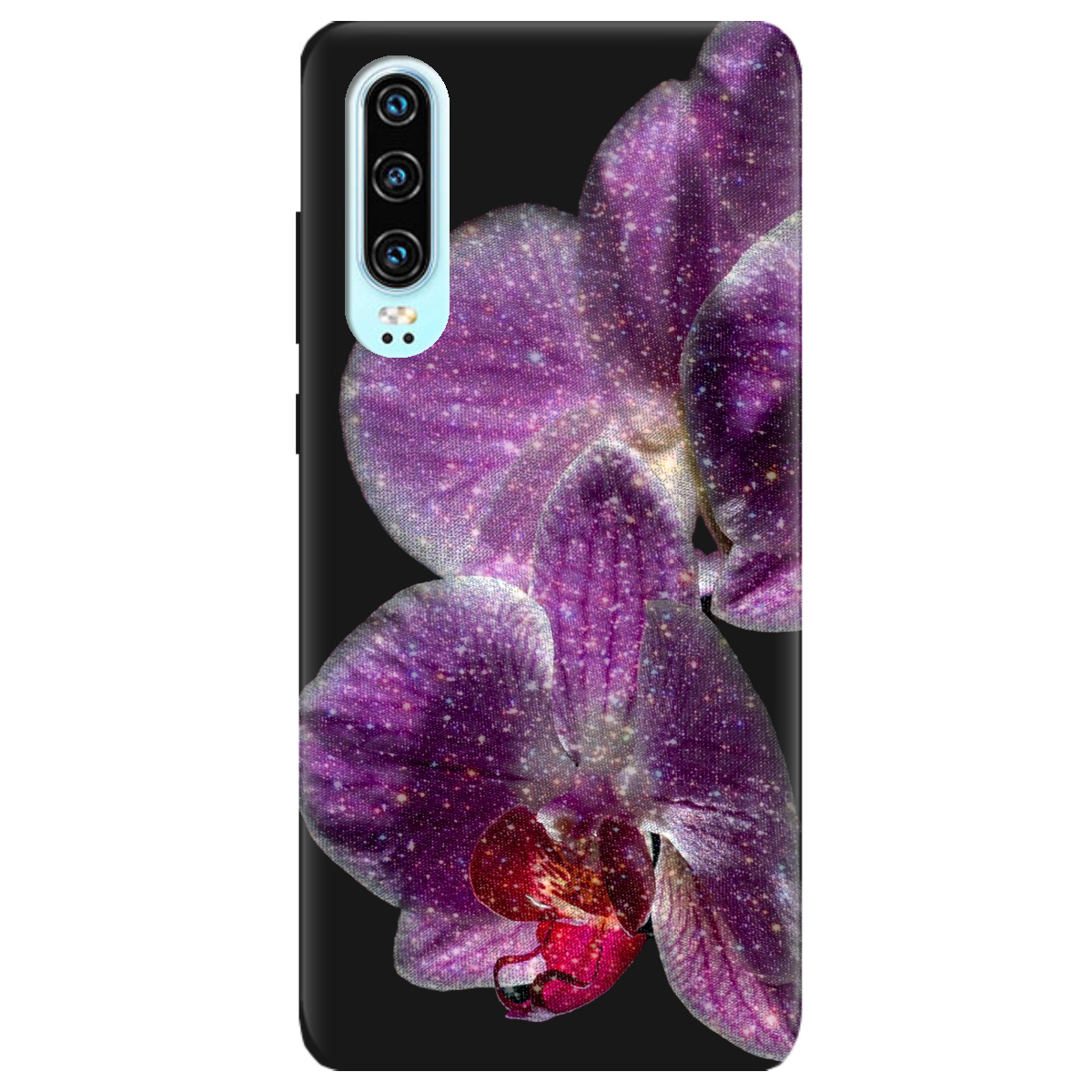 Чохол для Huawei P30 чорний матовий soft touch Чарівна орхідея - фото 1 - Чохли для телефонів