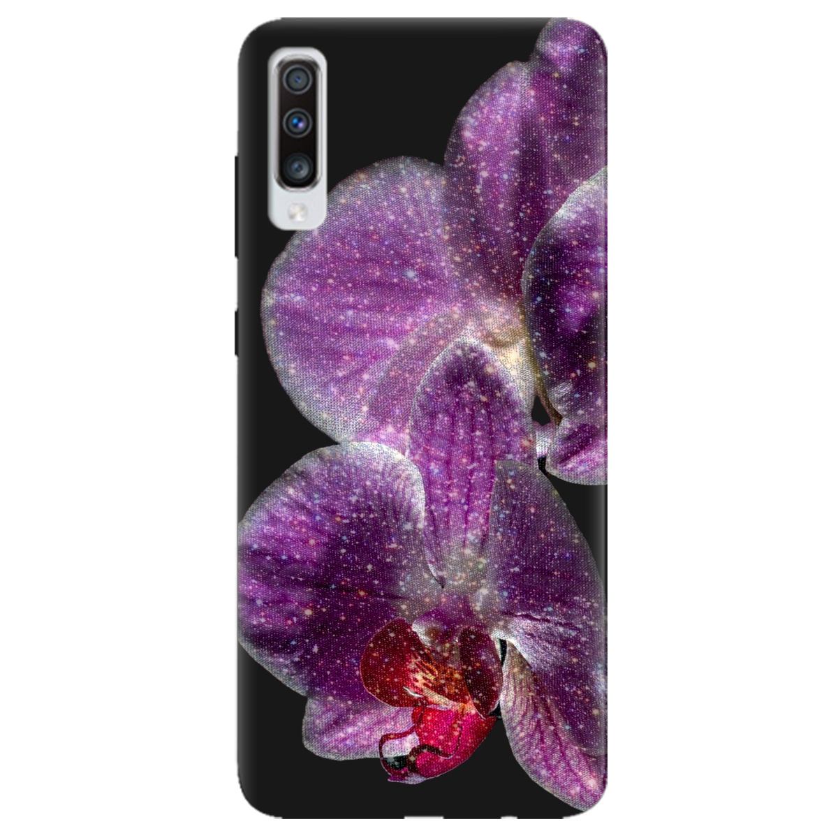 Чохол для Samsung Galaxy A70 чорний матовий soft touch Чарівна орхідея - фото 1 - Чохли для телефонів